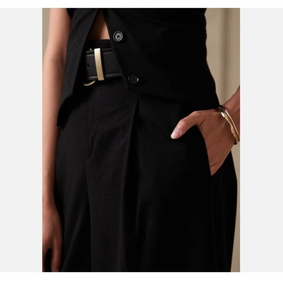 Banana Republic Wide-Leg LouLou BOHO Black Flannel Pants Size 4/27 PETITE - $110 - Picture 3 of 5